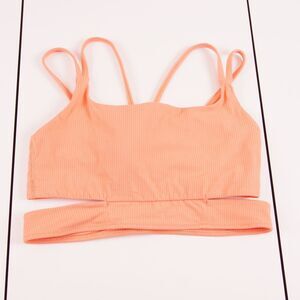 Lululemon Ribbed Nulu Strappy Yoga Bra Light Support A/B Cup Coral Womens Sz 10